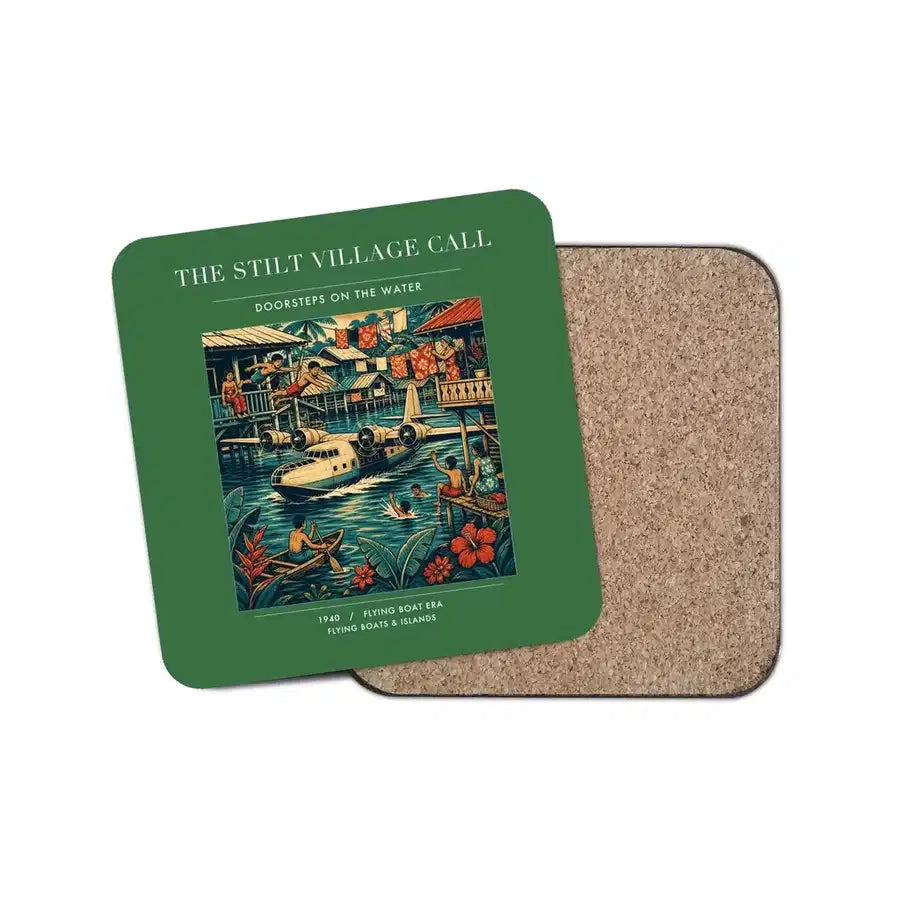 The Stilt Village Call - Designed Coasters design on green 1-piece