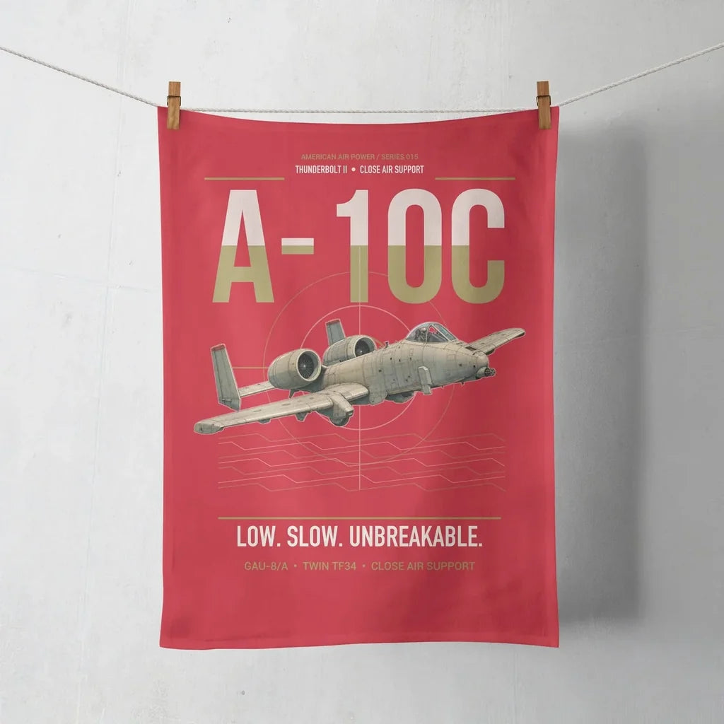 A-10C Thunderbolt II design on red towel