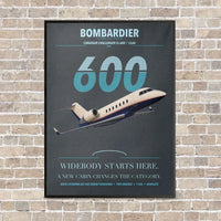 Thumbnail for Bombardier Challenger 600 vertical canvas print - framed - gray background