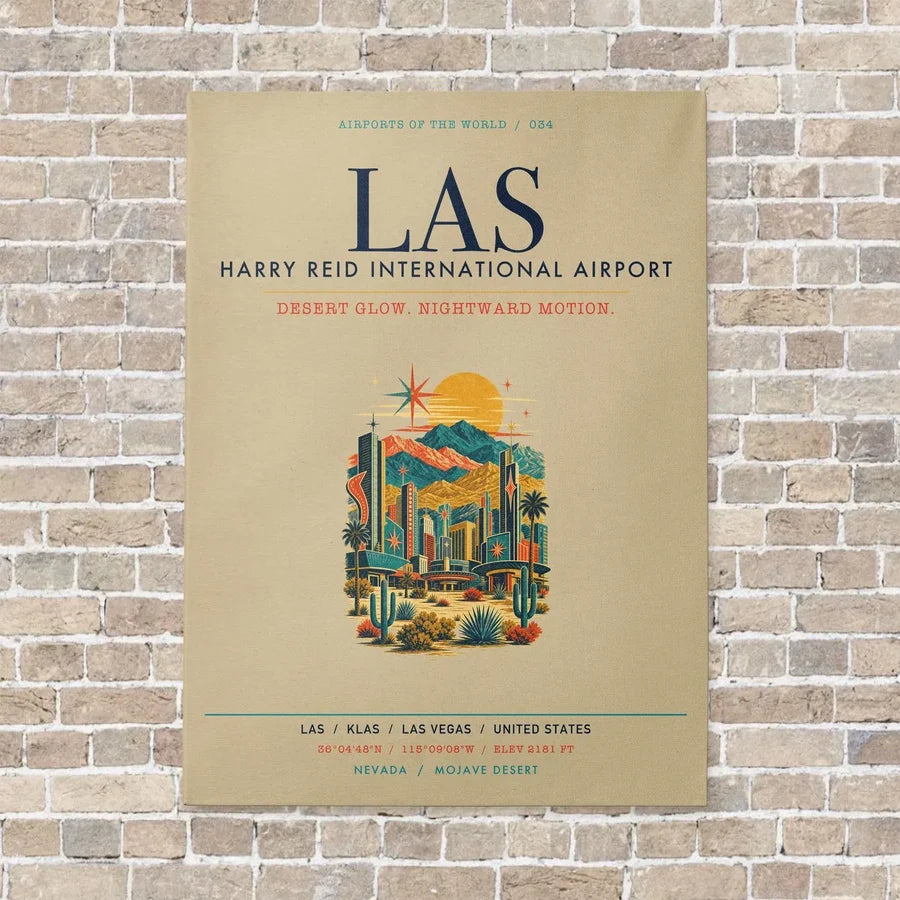 Harry Reid International Airport Las Vegas LAS vertical canvas print - no frame - beige background
