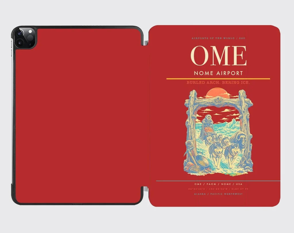 Nome Airport (OME) design on red ipad tablet case