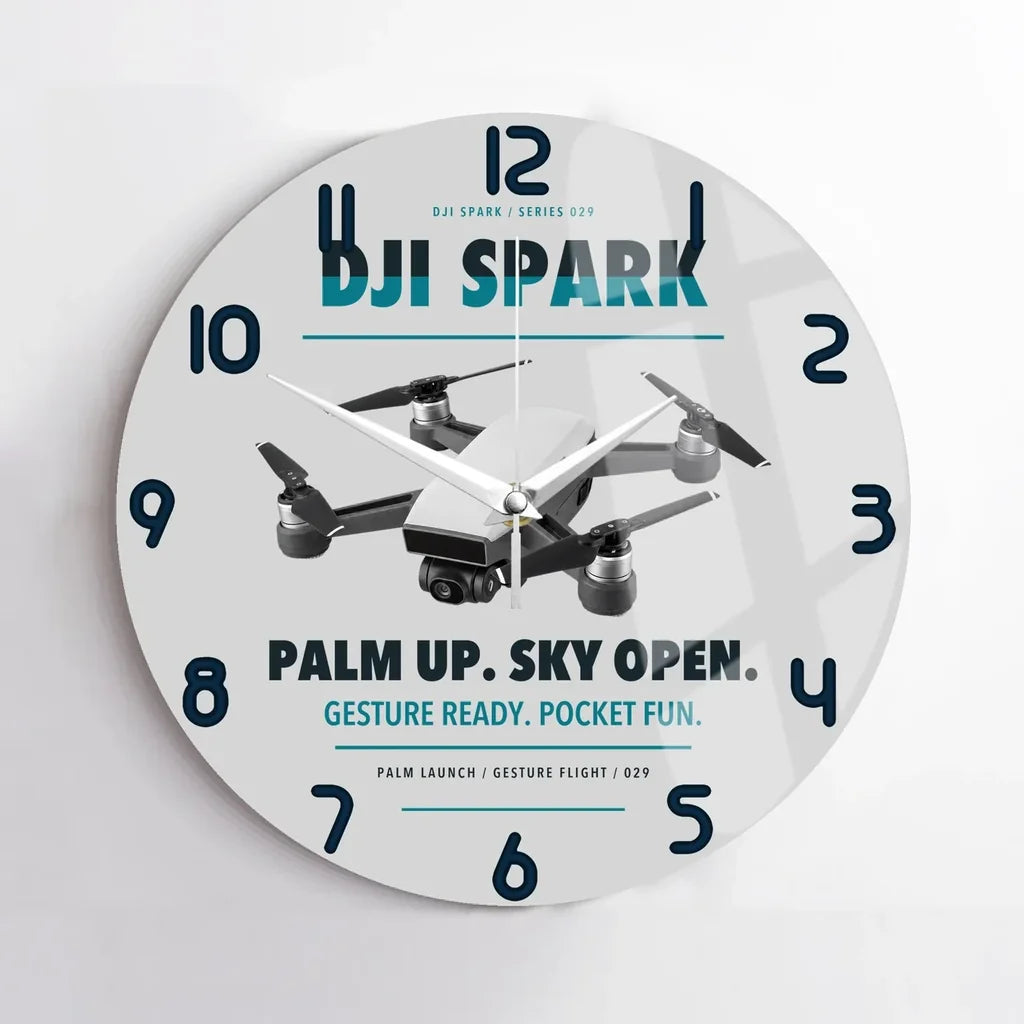 DJI Spark design on light gray no frame wall clock