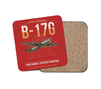 Thumbnail for B-17G Flying Fortress design on red 1 piece coaster