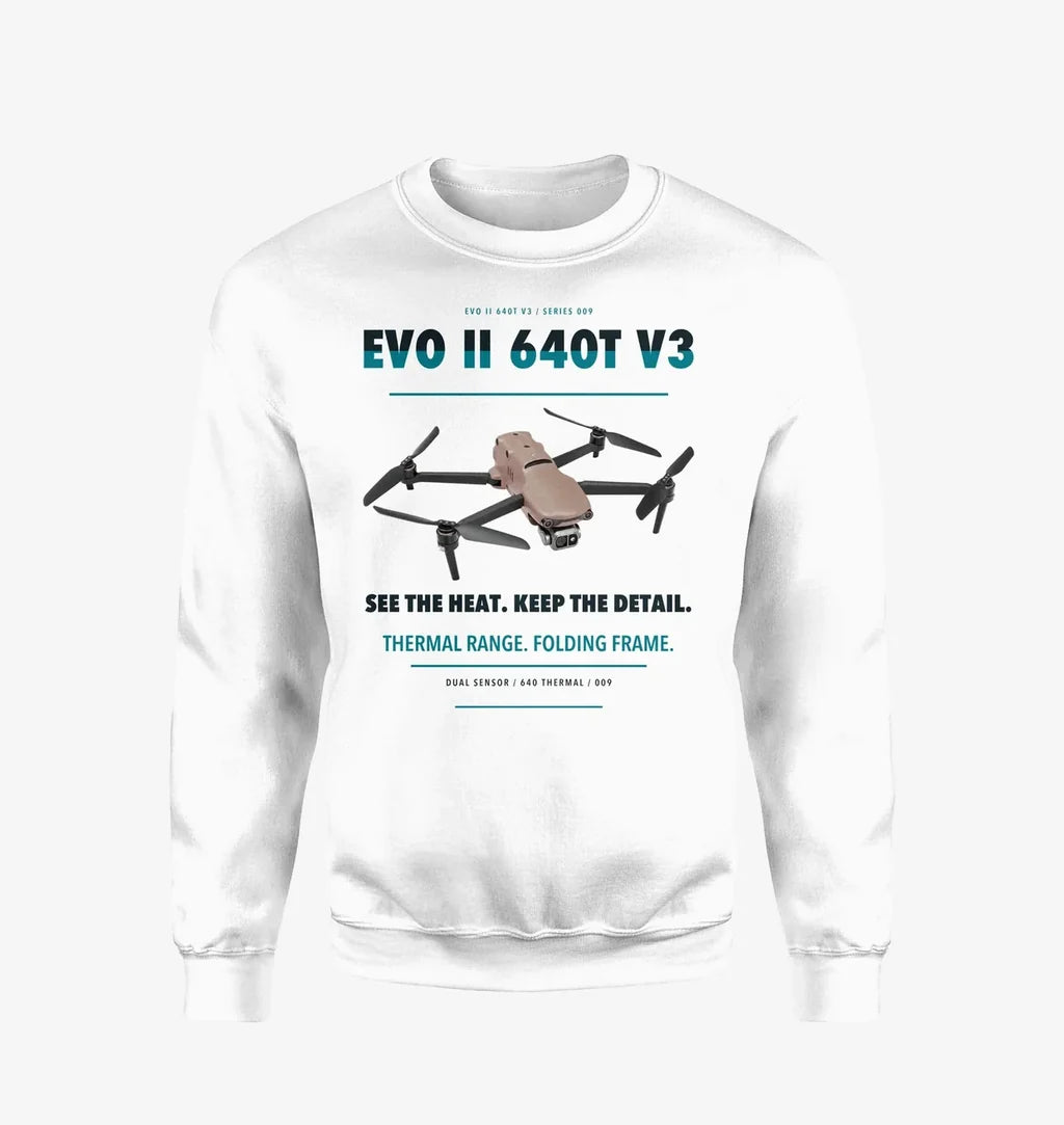 Autel EVO II Dual 640T V3 design on white sweatshirt