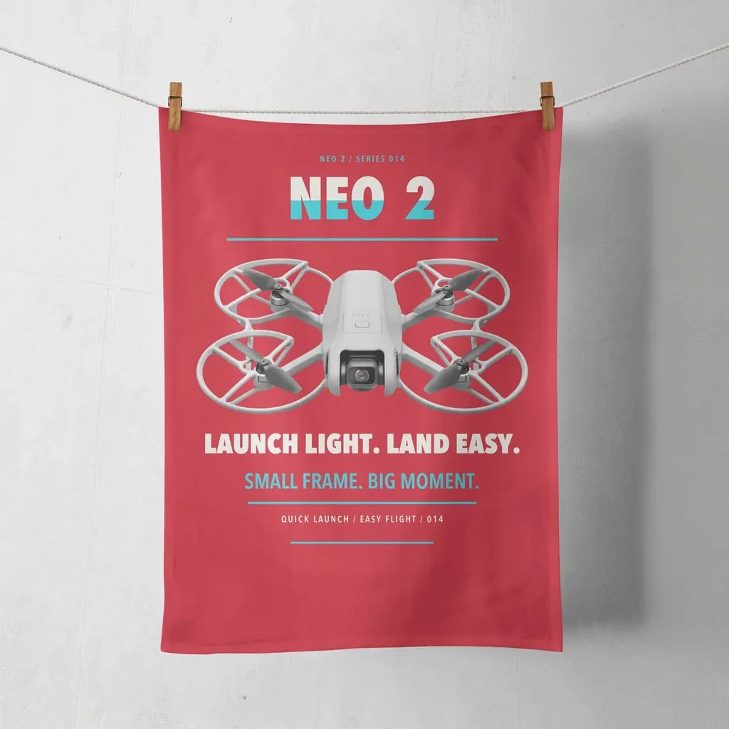 DJI Neo 2 design on red towel