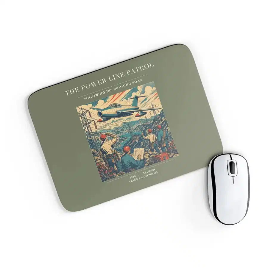 VINTAGE G4484 - The Power Line Patrol - Designed Mouse Pads design on greenarmy rectangle