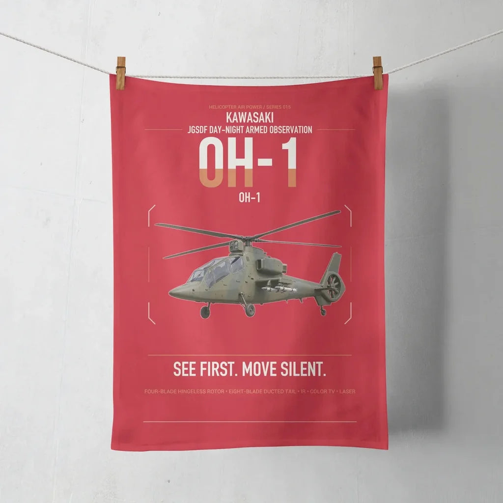 Kawasaki OH-1 design on red towel