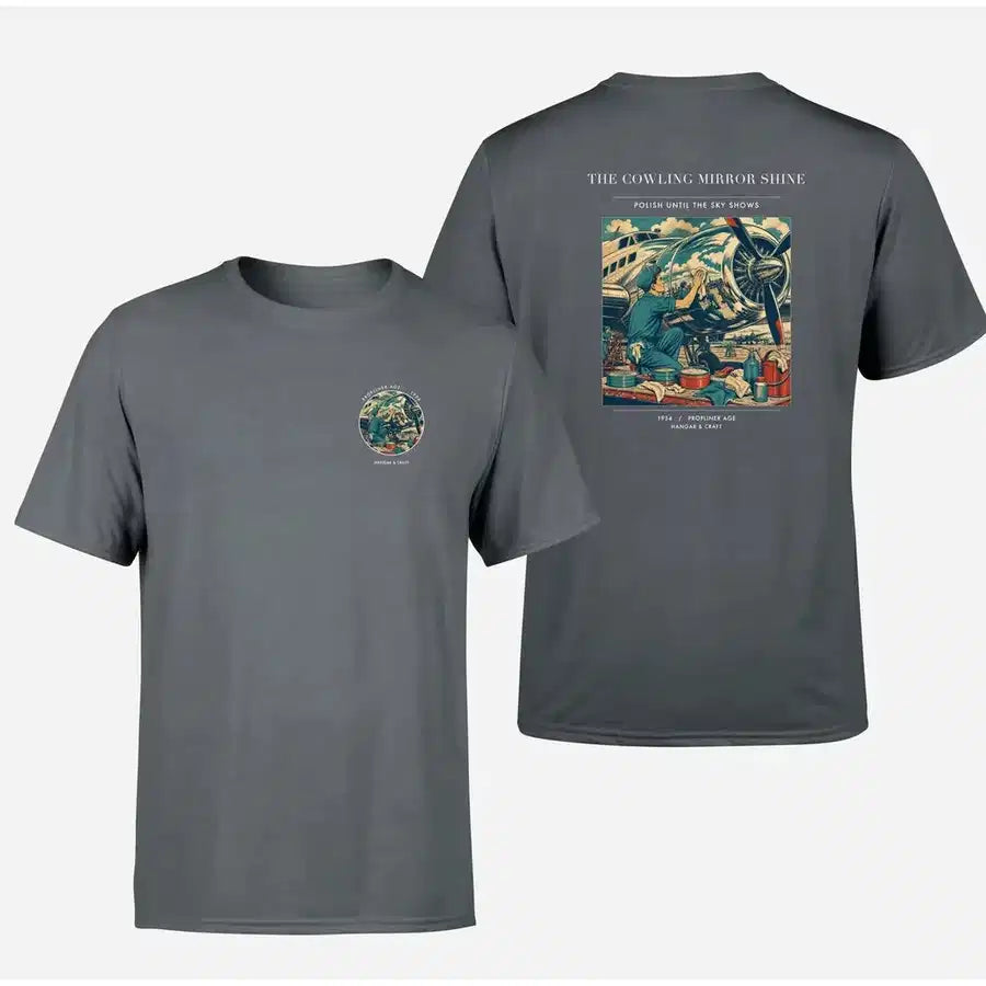 VINTAGE G4262 - The Cowling Mirror Shine - Double-Side T-Shirt design on gray double side t shirt