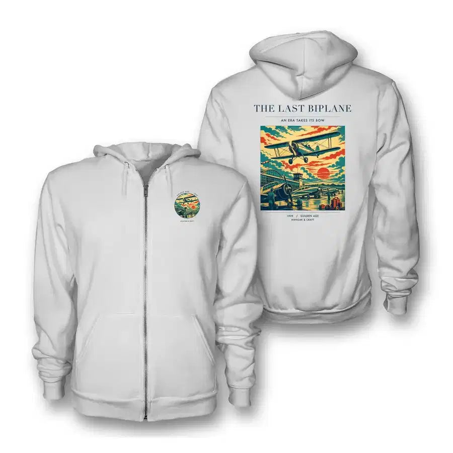 VINTAGE G4054 - The Last Biplane - Premium Zipped Hoodie design on white