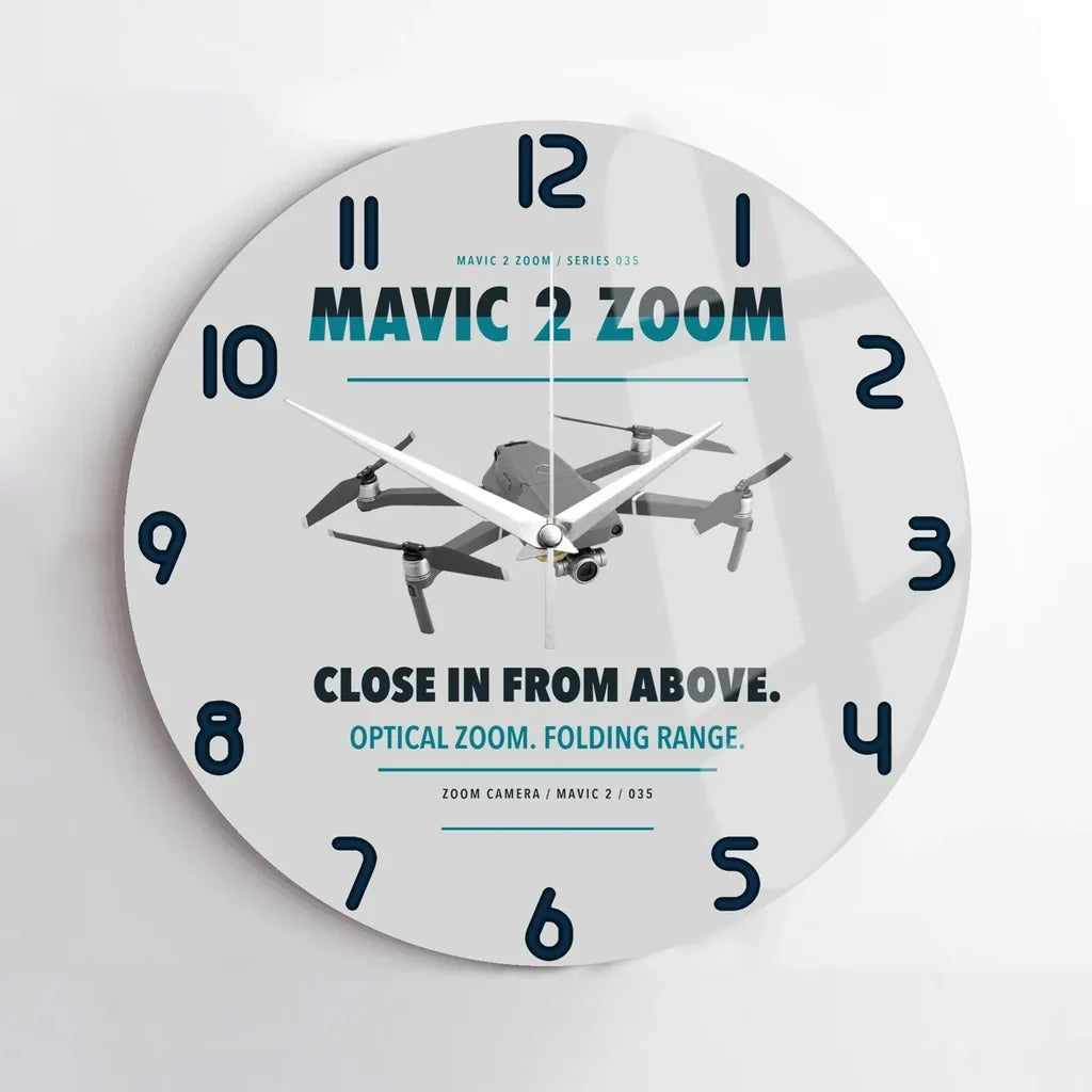 DJI Mavic 2 Zoom design on light gray no frame wall clock