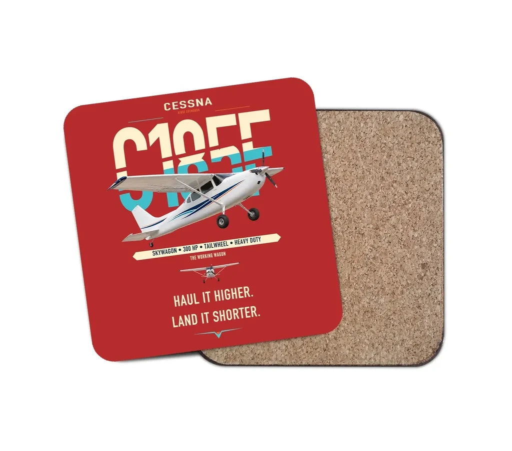 Cessna A185F Skywagon design on red 1 piece coaster