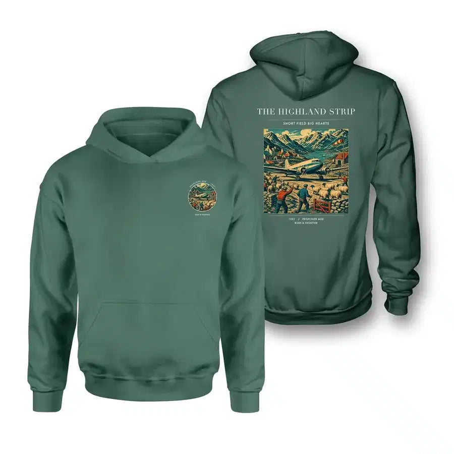 VINTAGE G4097 - The Highland Strip - Double-Side Hoodie design on green double side