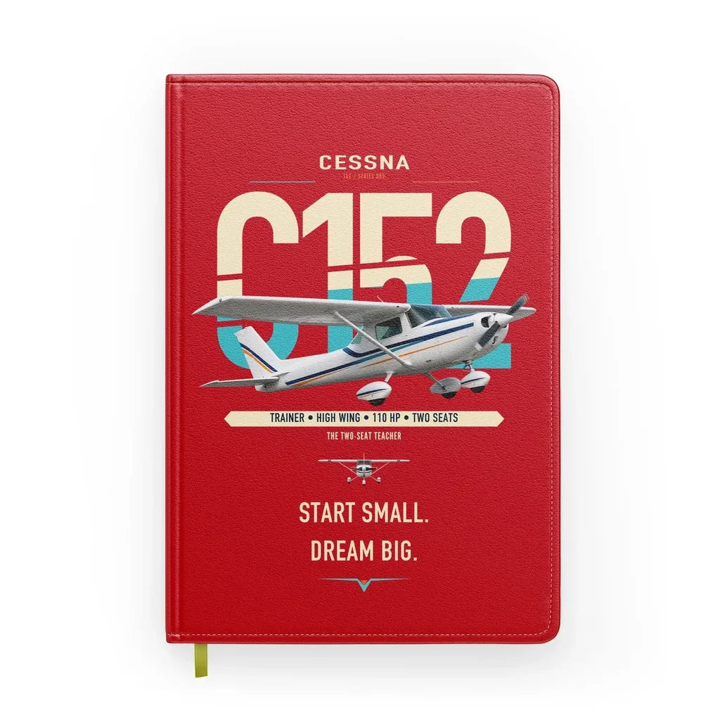 Cessna 152 design on red notebook