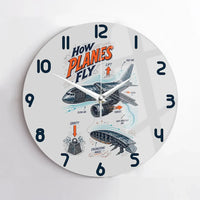 Thumbnail for How Planes Fly V2 design on light gray no frame wall clock