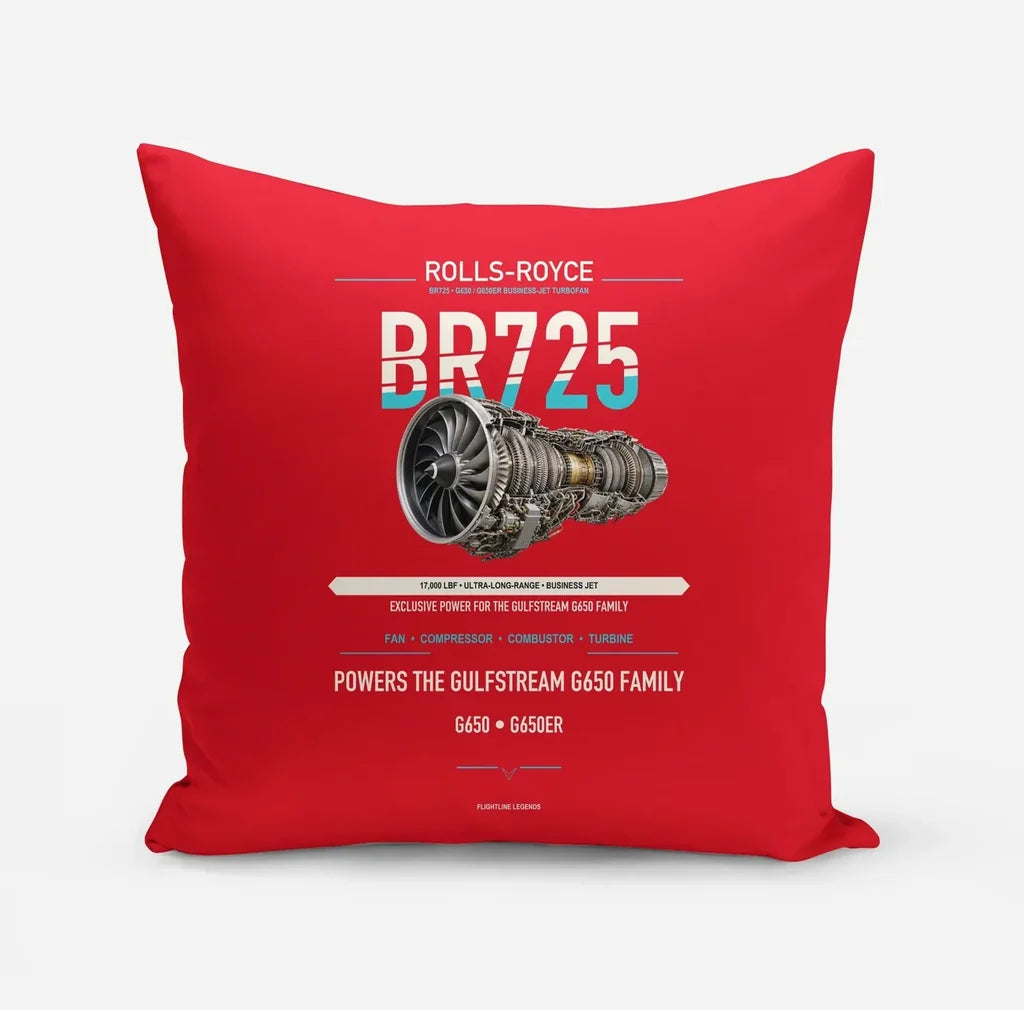 BR725 design on red pillow