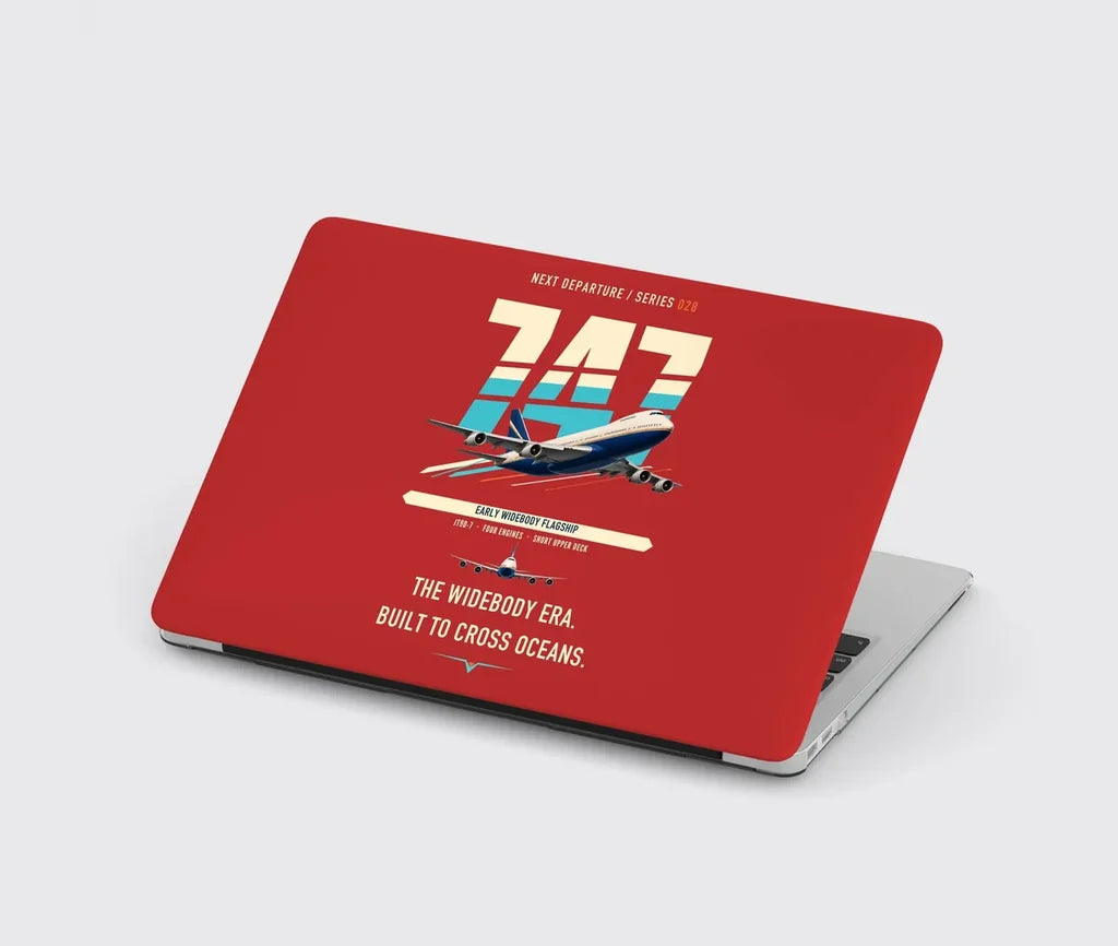 Boeing 747-200B design on red MacBook case