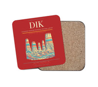 Thumbnail for Dickinson Theodore Roosevelt Regional Airport (DIK) design on red 1 piece coaster