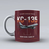 Thumbnail for KC-135 STRATOTANKER design on dark red ceramic mug, double-side print