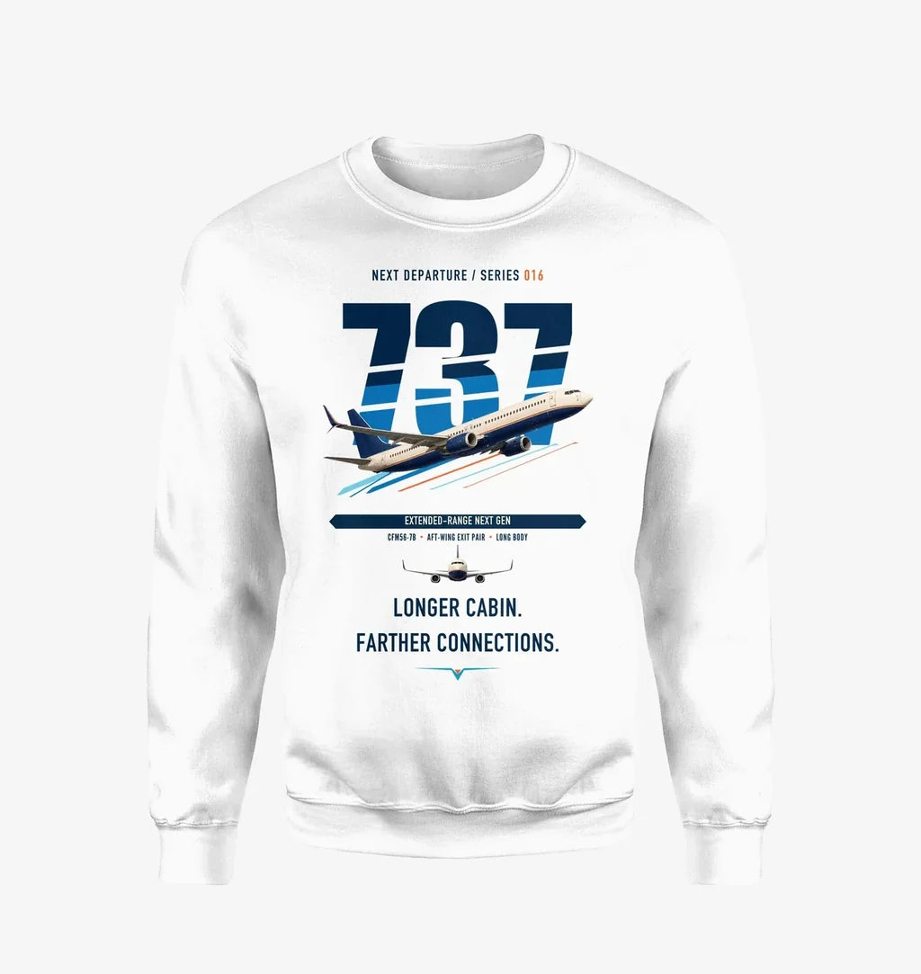 Boeing 737-900ER design on white sweatshirt