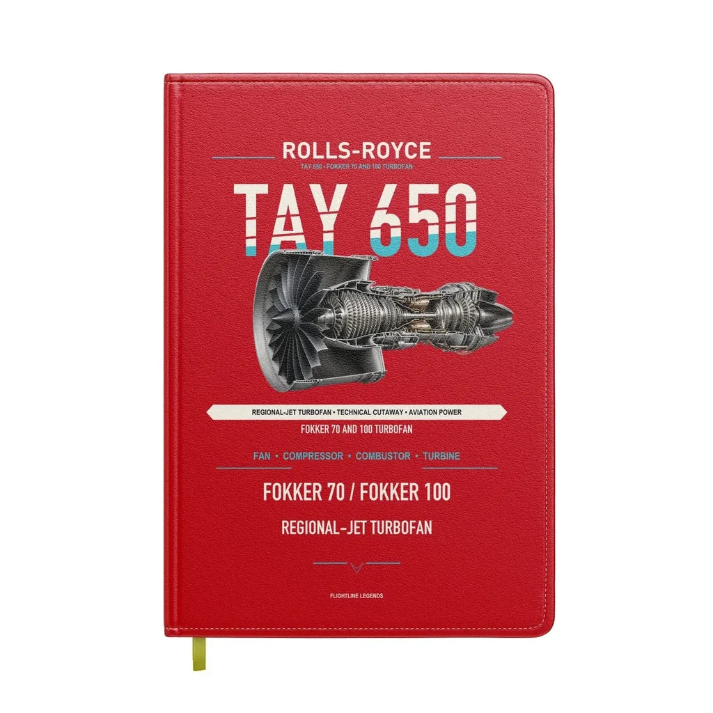 TAY 650 design on red notebook