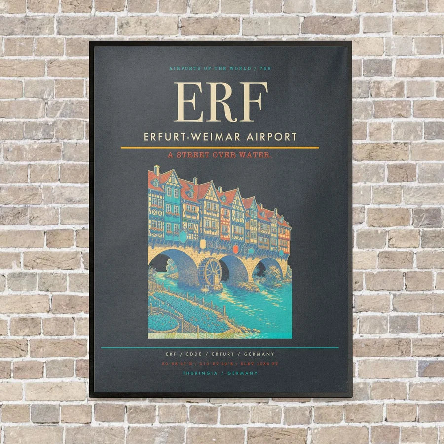 Erfurt-Weimar Airport ERF vertical canvas print - framed - gray background