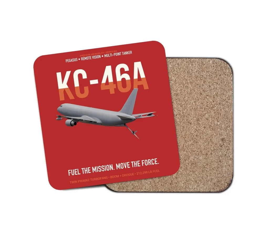 KC-46A PEGASUS design on red 1 piece coaster