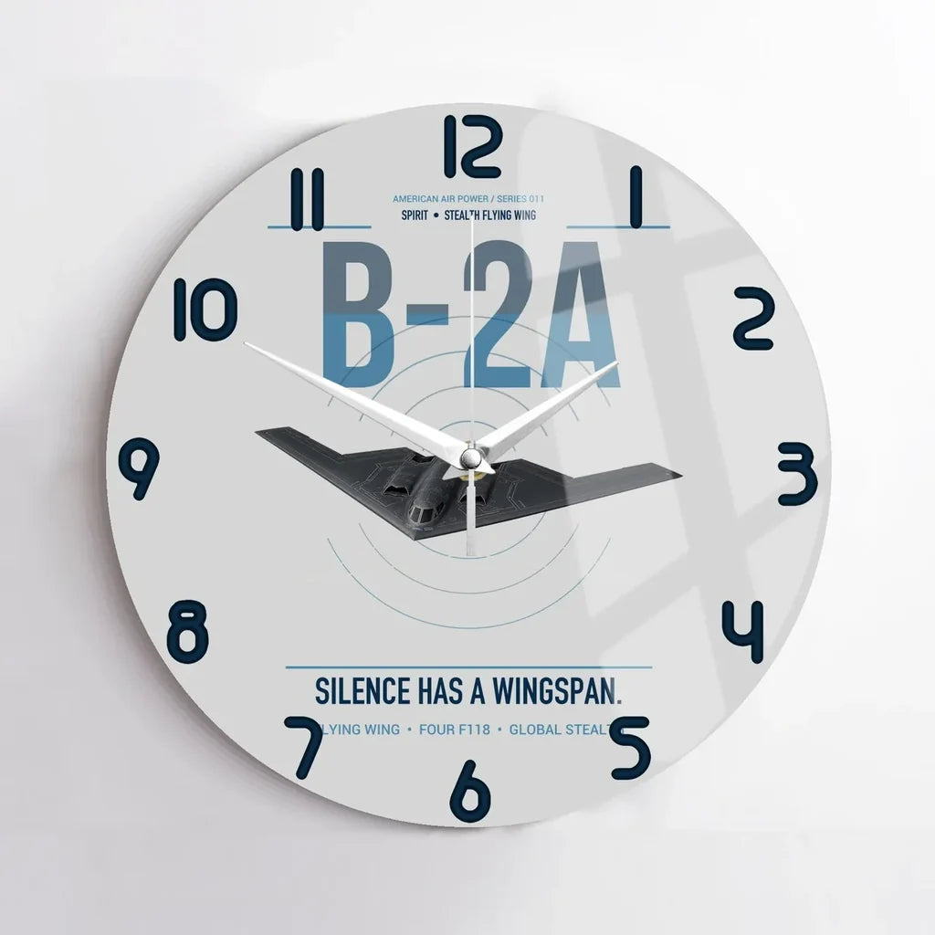 B-2A Spirit design on light gray no frame wall clock