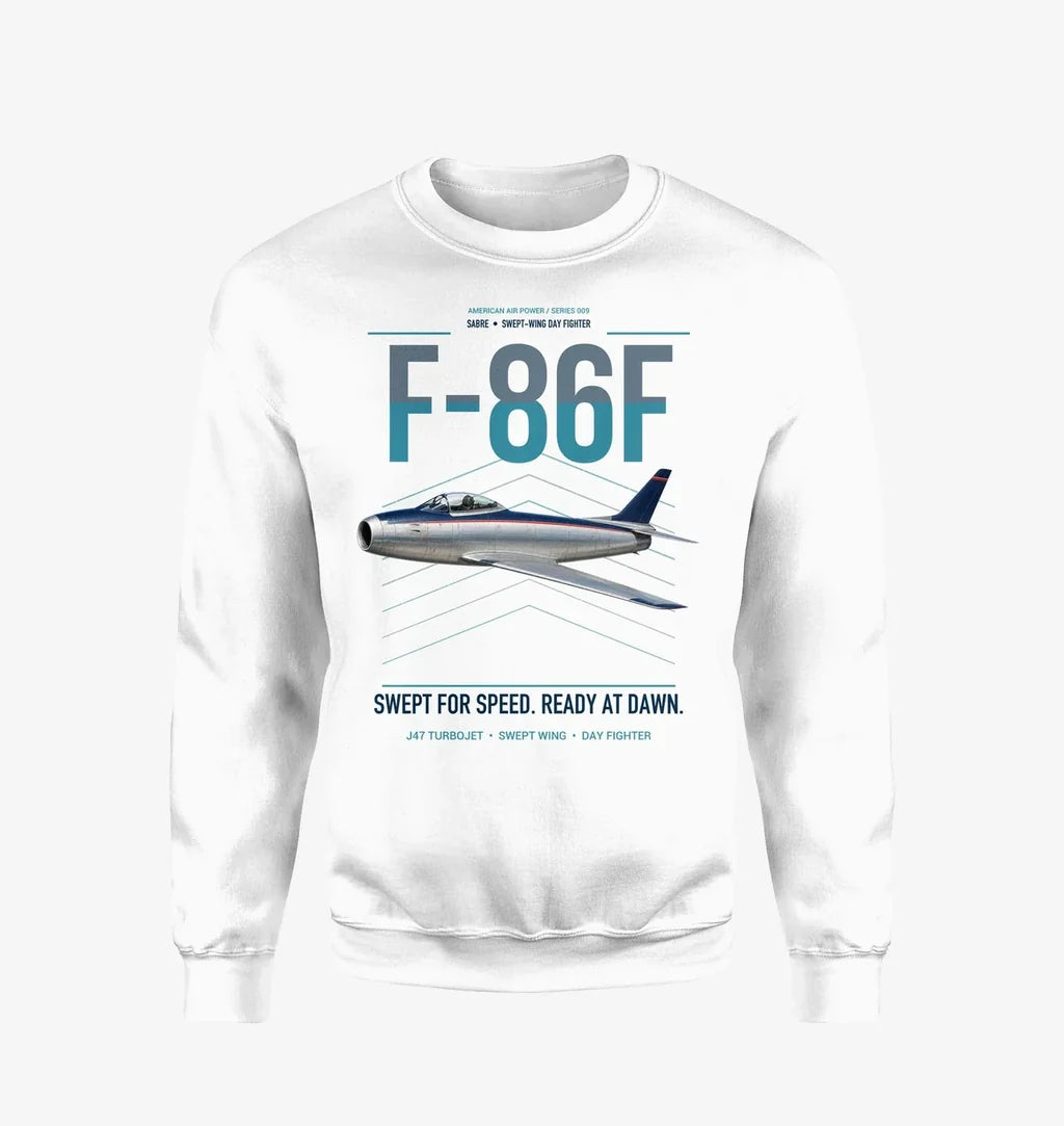 F-86F Sabre design on white sweatshirt