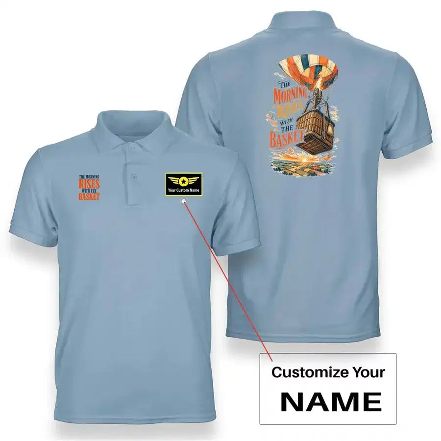 SIGNAL 676 - The Morning Rises With The Basket - Double-Side Polo design on light blue double side polo with custom name badge