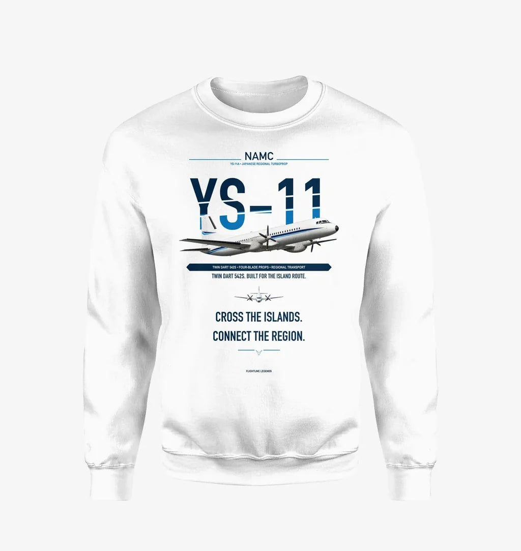 NAMC YS-11A design on white sweatshirt