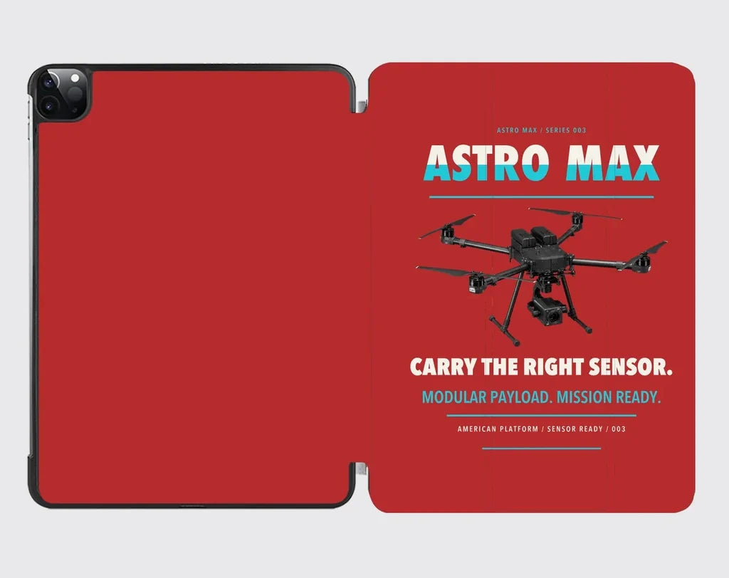 Freefly Astro Max design on red ipad tablet case
