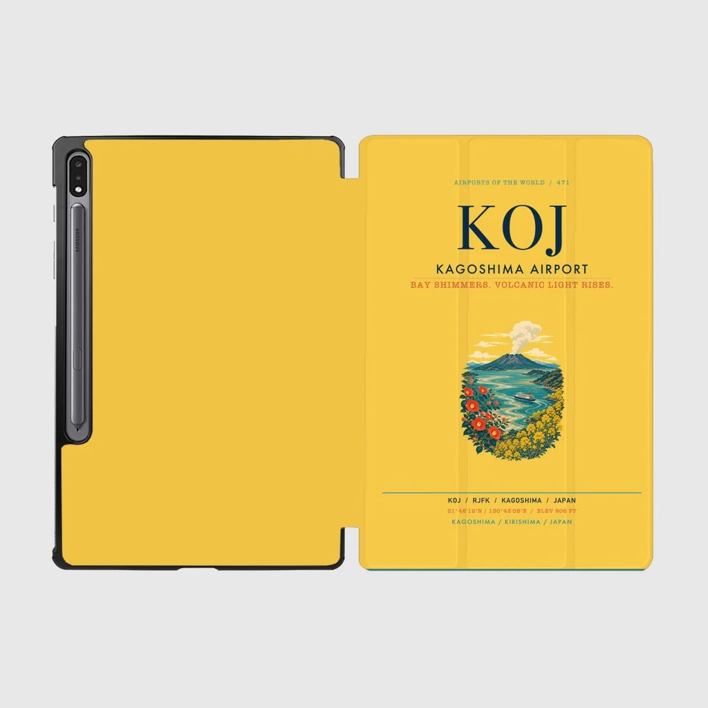 Kagoshima Airport (KOJ) design on yellow samsung tablet tablet case