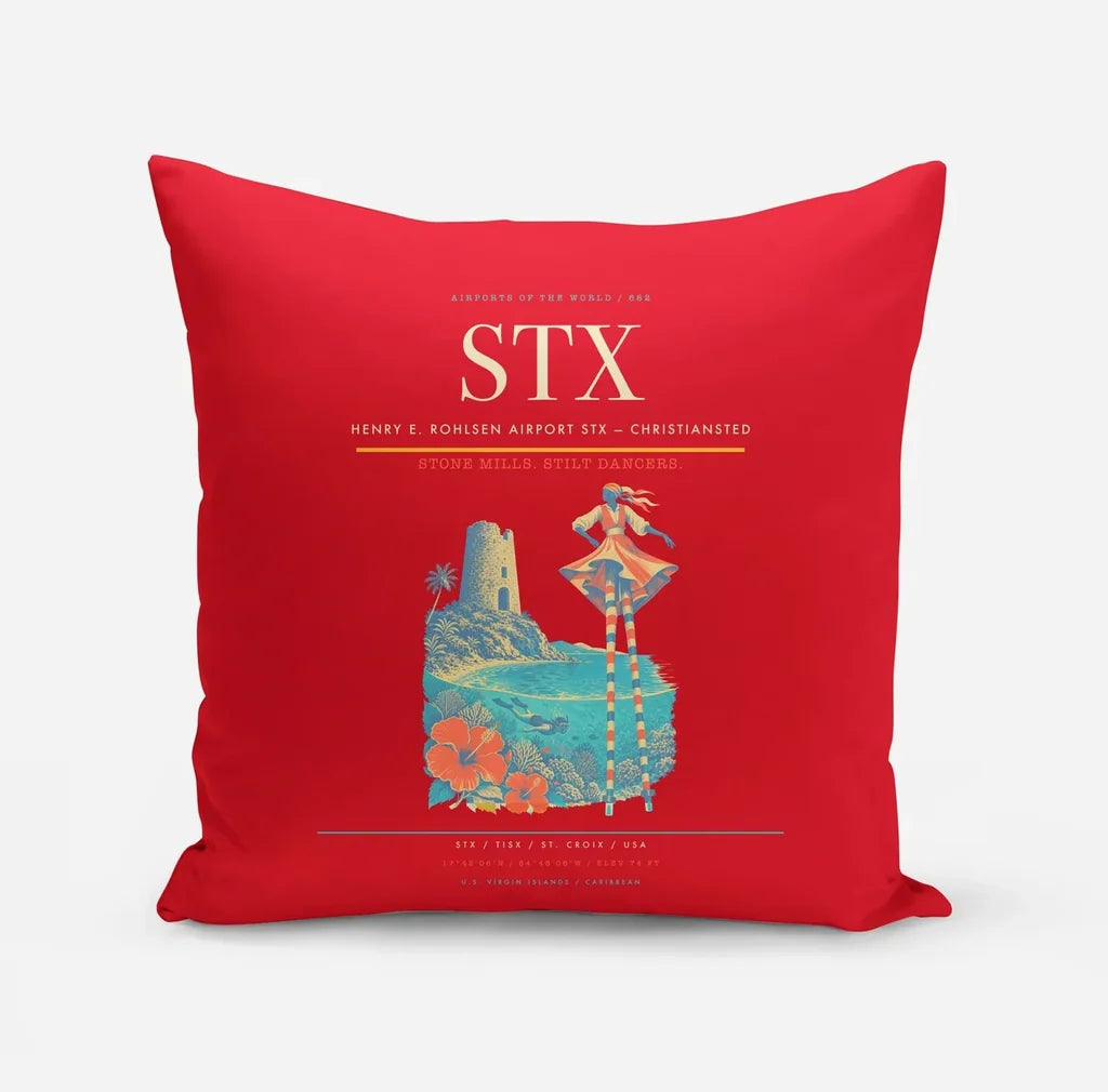 Henry E. Rohlsen Airport (STX) design on red pillow