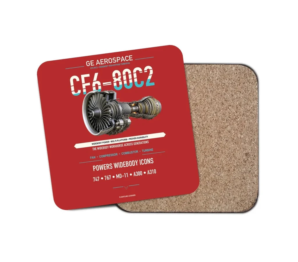 Embraer ERJ145 design on red 1 piece coaster