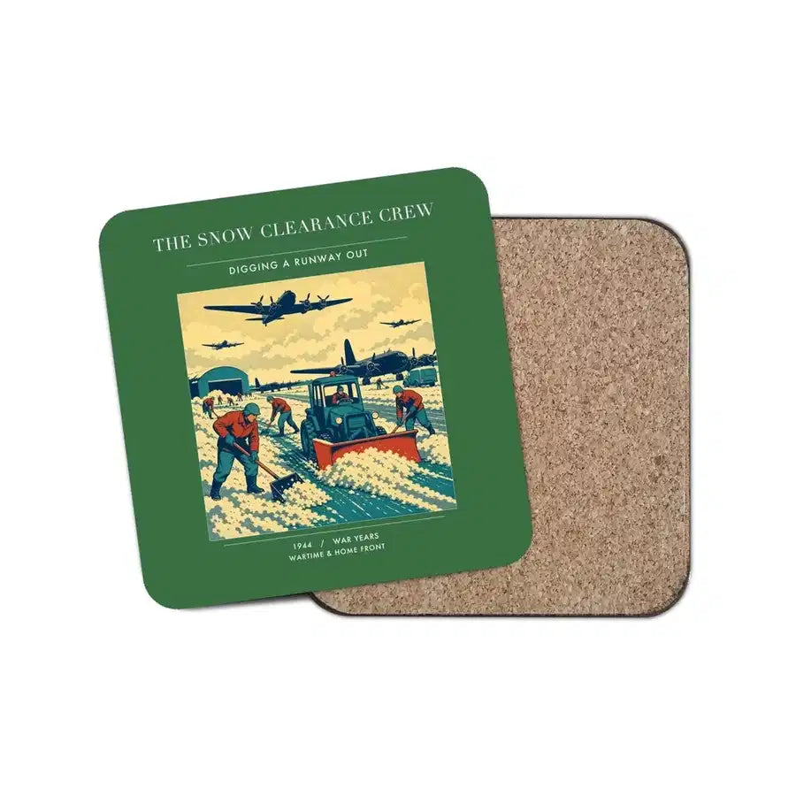 The Snow Clearance Crew - Designed Coasters design on green 1-piece