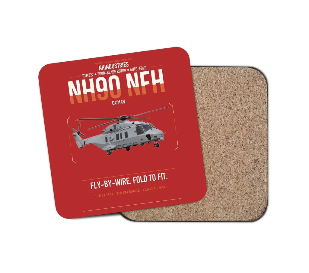 NHIndustries NH90 NFH Caïman design on red 1 piece coaster