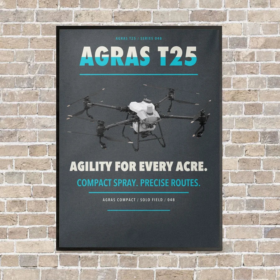 DJI Agras T25 vertical canvas print - framed - gray background