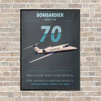 Thumbnail for Bombardier Learjet 70 vertical canvas print - framed - gray background