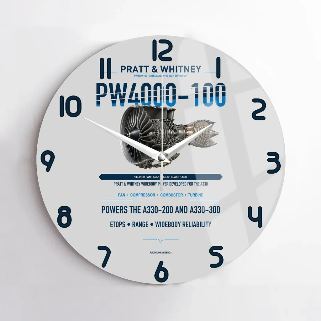 PW4000-100 design on light gray no frame wall clock