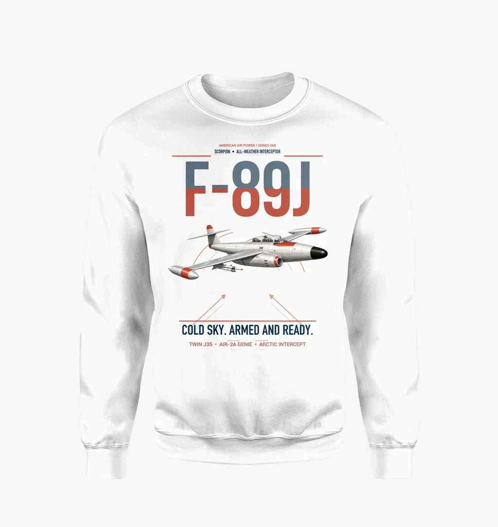 F-89J Scorpion design on white sweatshirt