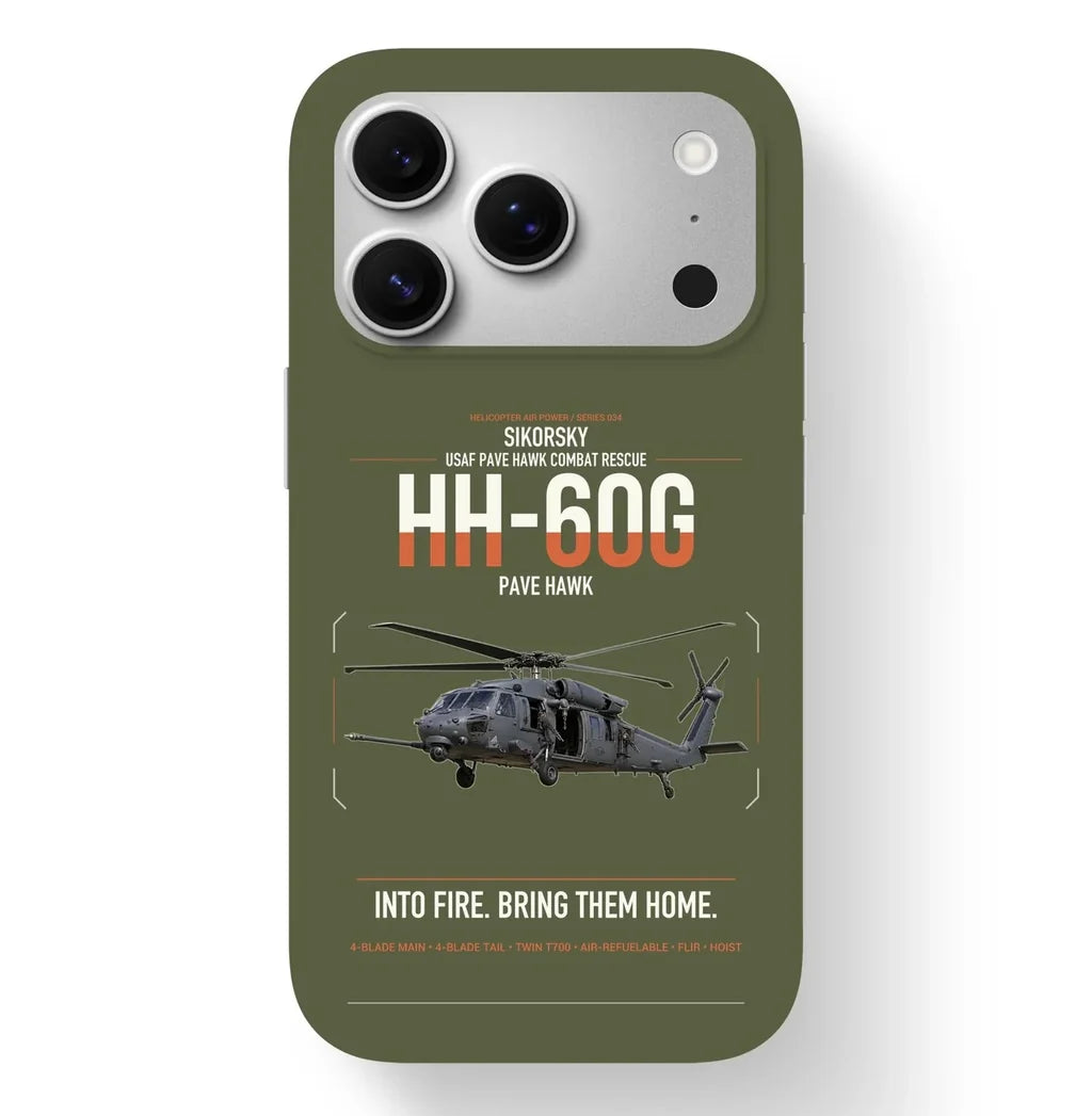 Sikorsky HH-60G Pave Hawk design on green army magsafe iphone case, for iPhone 17 Pro