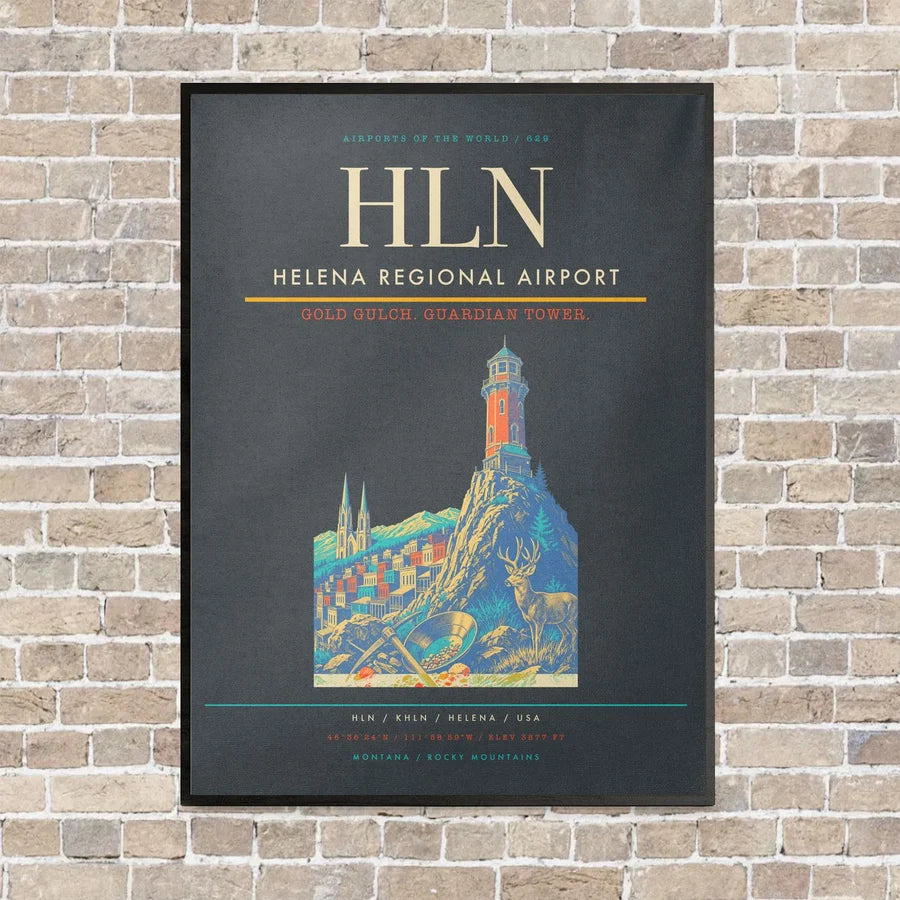 Helena Regional Airport HLN vertical canvas print - framed - gray background