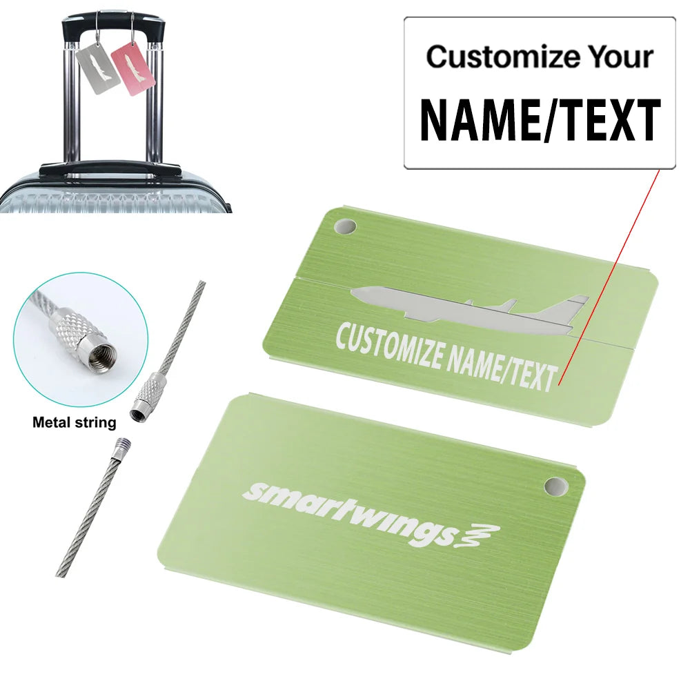 Smartwings Airlines Aluminum Airplane Luggage tag, Green + NAME