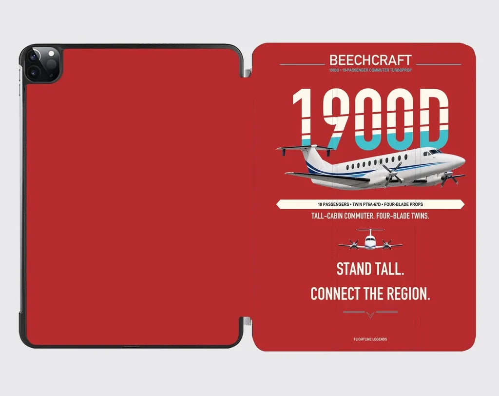 Beechcraft 1900D design on red ipad tablet case