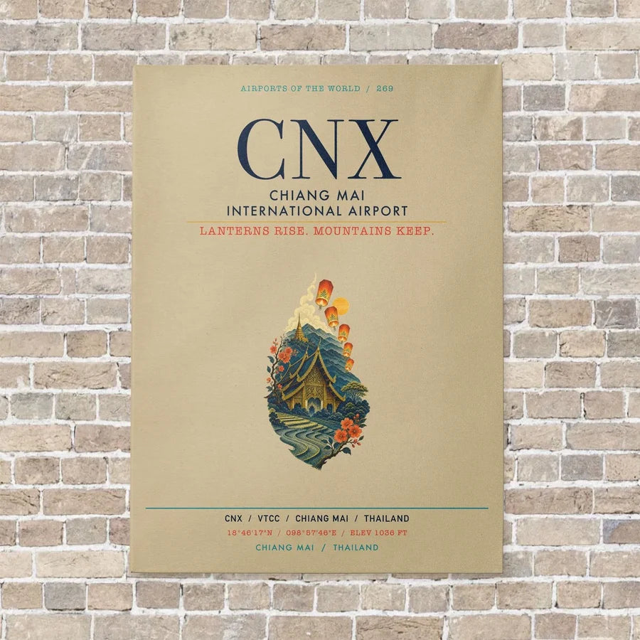 Chiang Mai International Airport CNX vertical canvas print - no frame - beige background