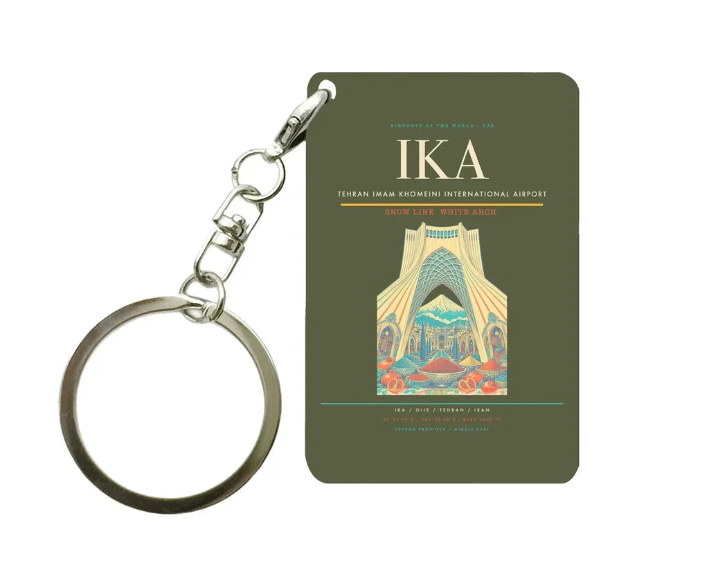 Tehran Imam Khomeini International Airport IKA Key Chain design on green army key chain