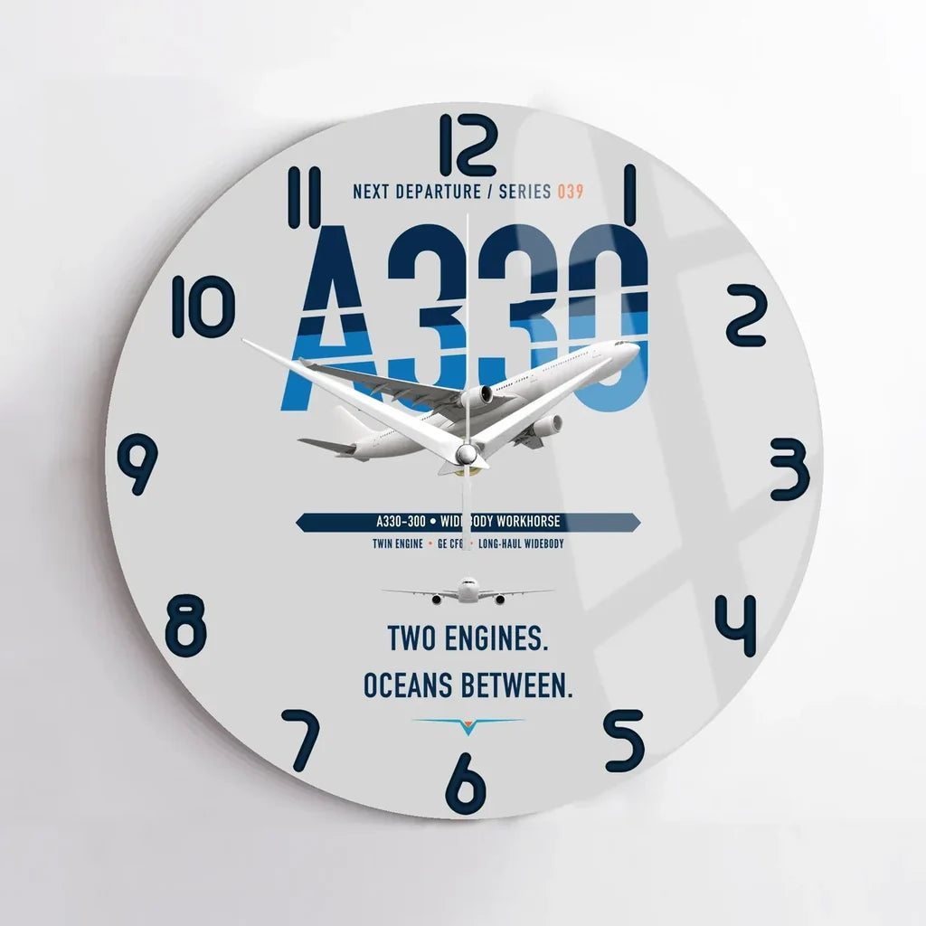 Airbus A330-300 design on light gray no frame wall clock