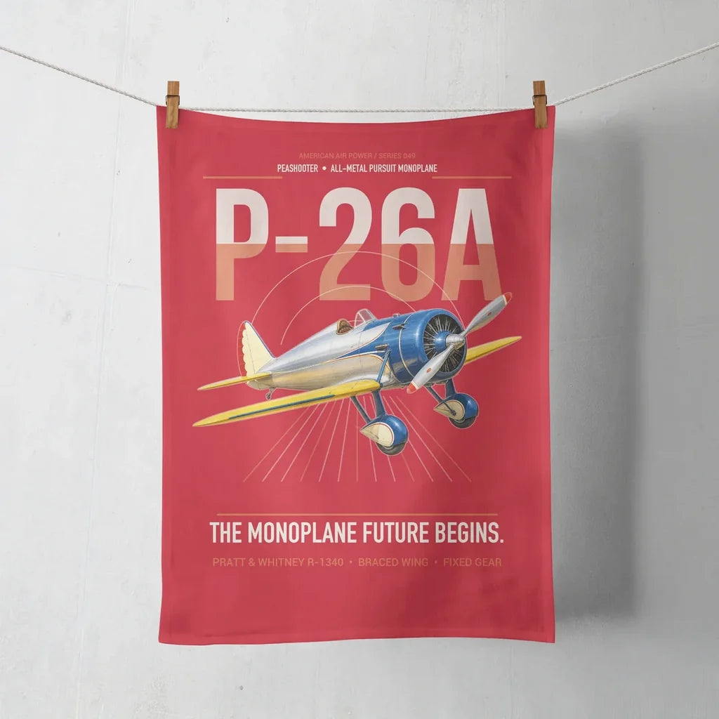 Boeing P-26A Peashooter design on red towel