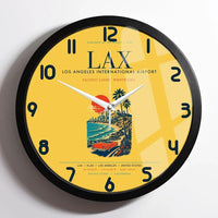 Thumbnail for Los Angeles International Airport (LAX) design on yellow framed wall clock