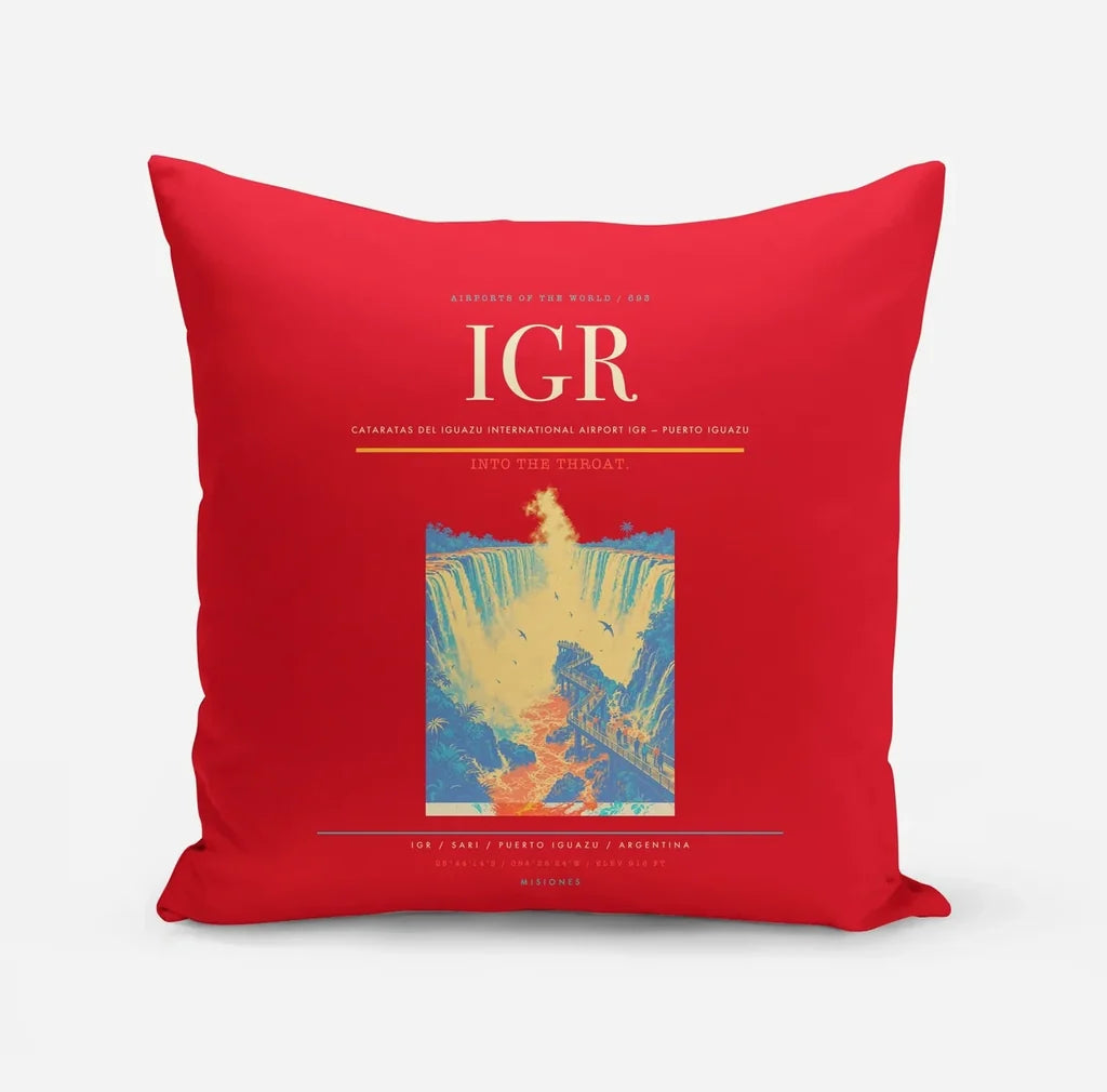 Cataratas del Iguazu International Airport (IGR) design on red pillow